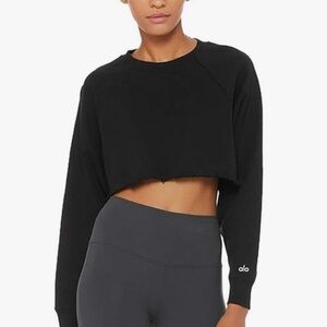 Alo Yoga Double Take Extreme Cropped Pullover • Black • Sz M